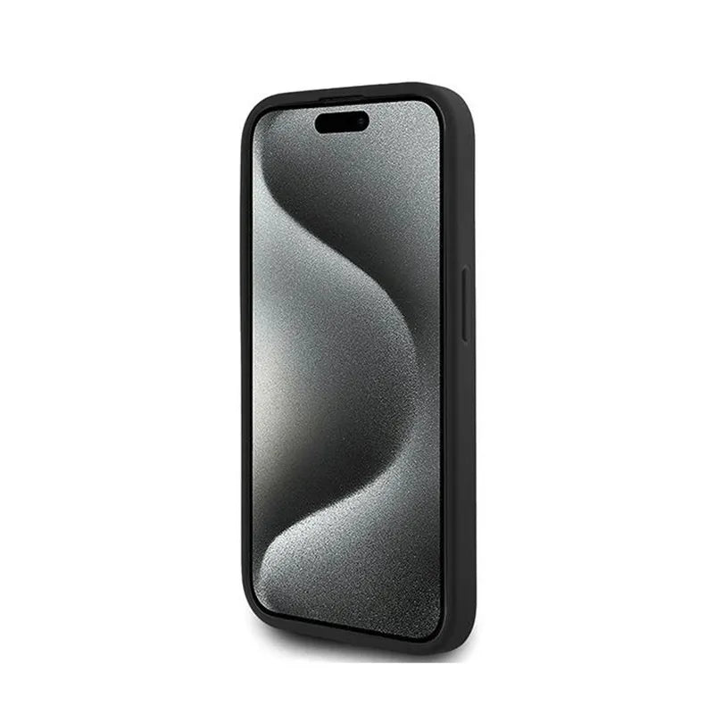 Karl Lagerfeld Diagonal Quilted Script – dėklas iPhone 15 Pro (juodas)