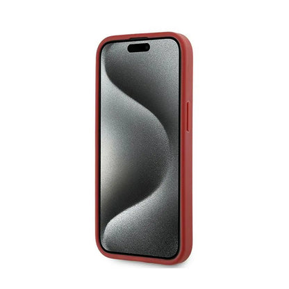 Karl Lagerfeld Diagonal Quilted Script – dėklas, skirtas iPhone 15 / 14 / 13 (raudonas)