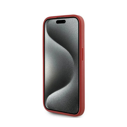 Karl Lagerfeld Diagonal Quilted Script - dėklas, skirtas iPhone 15 Pro Max (raudonas)