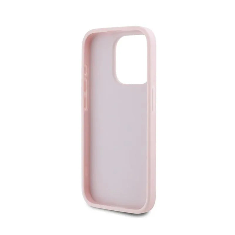 Karl Lagerfeld Diagonaliai Dygsniuotas Užrašas - Dėklas skirtas iPhone 15 Pro Max (Rožinis)