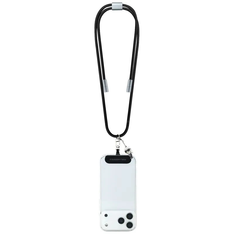 Karl Lagerfeld Dirželis per petį Ikonik Charm - Universalus telefono dirželis / USB-C į USB-C kabelis 1,5 m (Juodas)