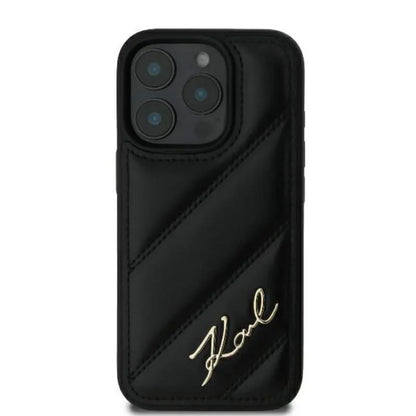 Karl Lagerfeld Dygsniuota Parašas – dėklas skirtas iPhone 16 Pro (juodas)