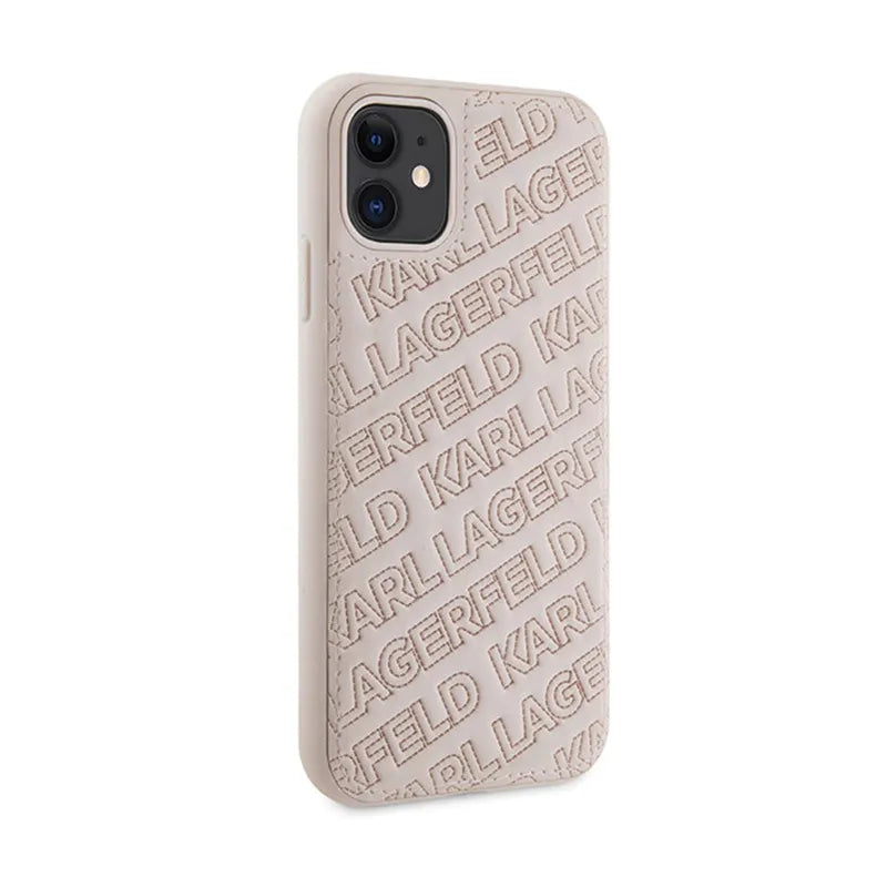 Karl Lagerfeld dygsniuotas K raštas – iPhone 11 dėklas (rožinis)