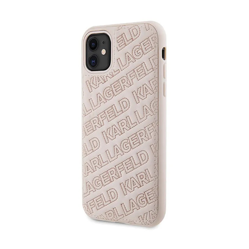Karl Lagerfeld dygsniuotas K raštas – iPhone 11 dėklas (rožinis)