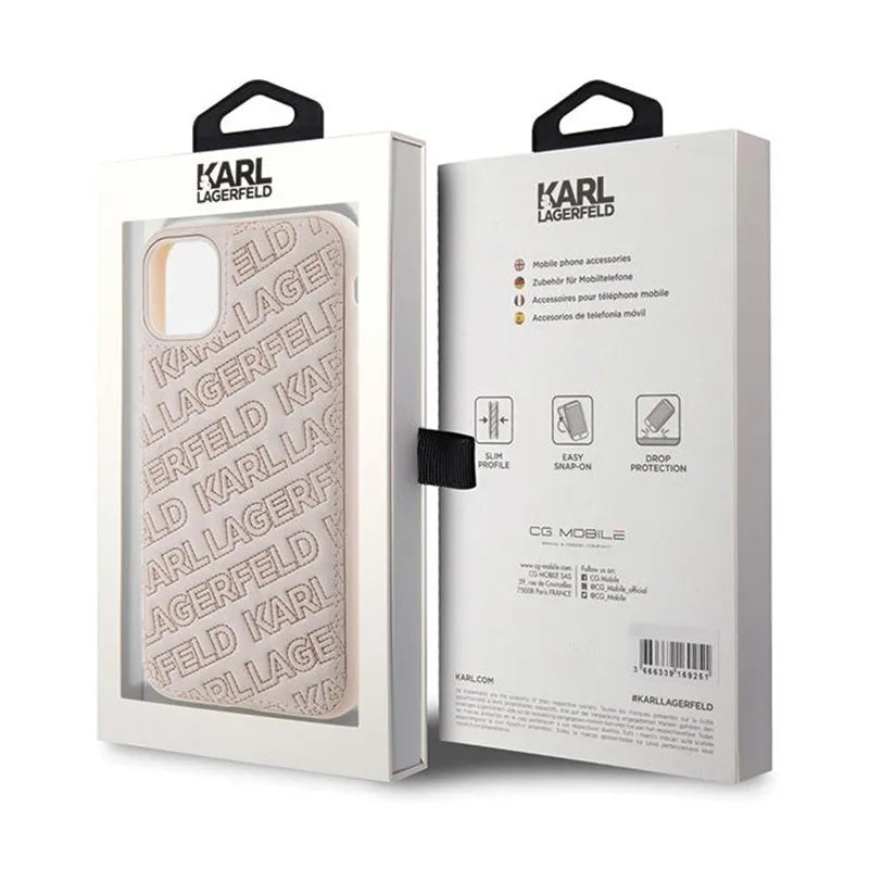 Karl Lagerfeld dygsniuotas K raštas – iPhone 11 dėklas (rožinis)