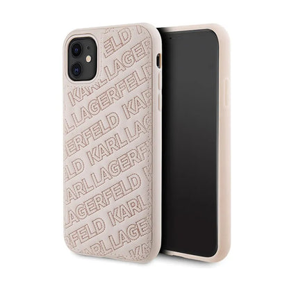 Karl Lagerfeld dygsniuotas K raštas – iPhone 11 dėklas (rožinis)