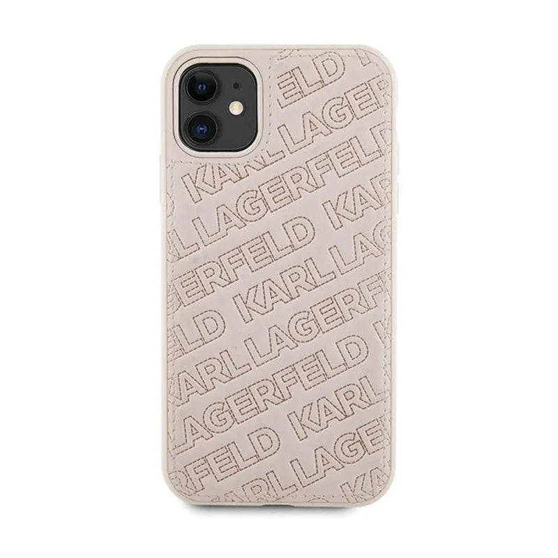 Karl Lagerfeld dygsniuotas K raštas – iPhone 11 dėklas (rožinis)
