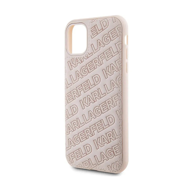 Karl Lagerfeld dygsniuotas K raštas – iPhone 11 dėklas (rožinis)