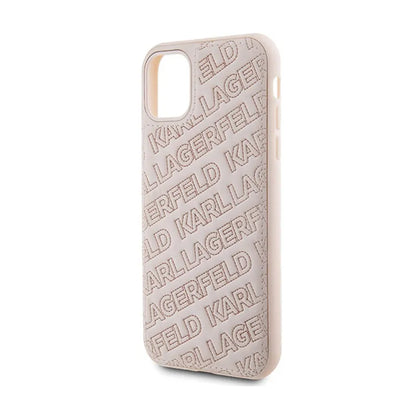 Karl Lagerfeld dygsniuotas K raštas – iPhone 11 dėklas (rožinis)
