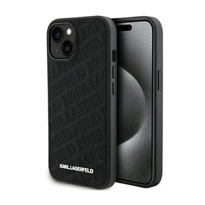 Karl Lagerfeld Dygsniuotas K rašto – iPhone 15 dėklas (juodas)