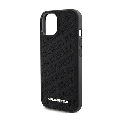 Karl Lagerfeld Dygsniuotas K rašto – iPhone 15 dėklas (juodas)