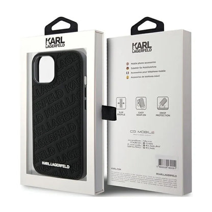 Karl Lagerfeld Dygsniuotas K rašto – iPhone 15 dėklas (juodas)