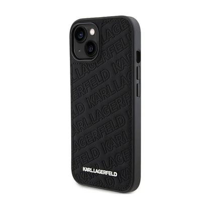 Karl Lagerfeld Dygsniuotas K rašto – iPhone 15 dėklas (juodas)