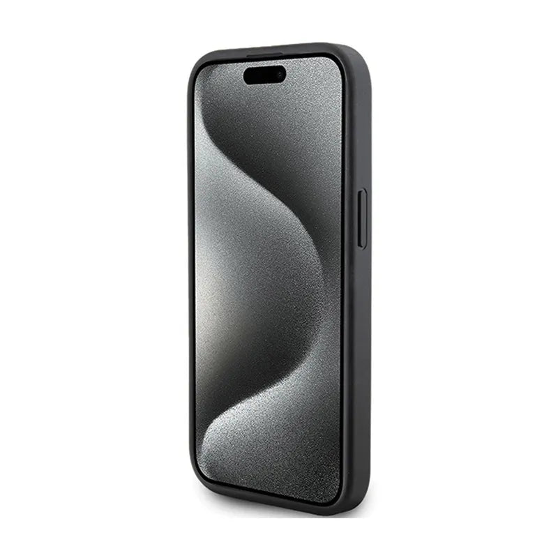 Karl Lagerfeld Dygsniuotas K rašto – iPhone 15 dėklas (juodas)
