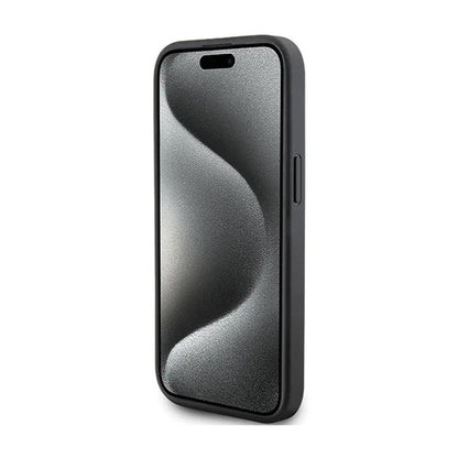 Karl Lagerfeld Dygsniuotas K rašto – iPhone 15 dėklas (juodas)