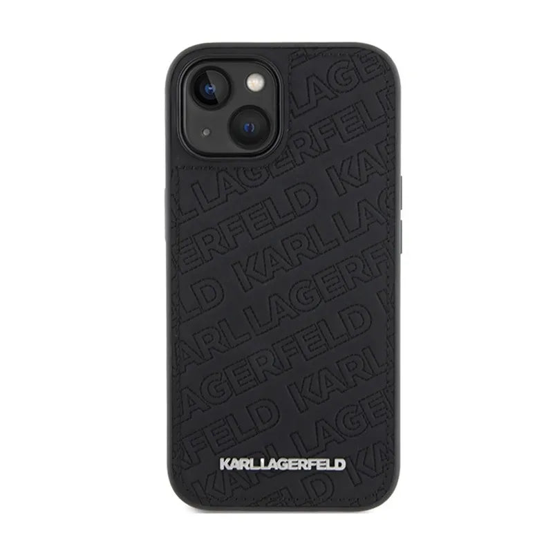 Karl Lagerfeld Dygsniuotas K rašto – iPhone 15 dėklas (juodas)