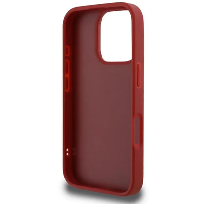 Karl Lagerfeld Firminis dygsniuotas dėklas skirtas iPhone 16 Pro (raudonas)
