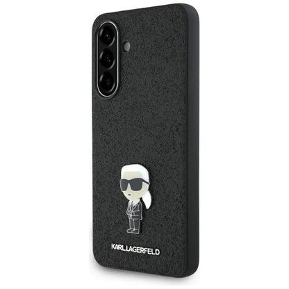 Karl Lagerfeld Fixed Glitter Ikonik Logo Metal Pin – dėklas Samsung Galaxy A36 5G (juodas)