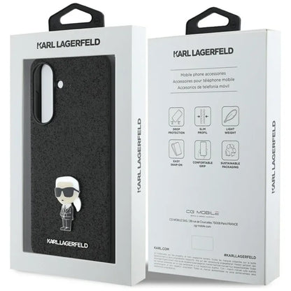 Karl Lagerfeld Fixed Glitter Ikonik Logo Metal Pin – dėklas Samsung Galaxy A36 5G (juodas)