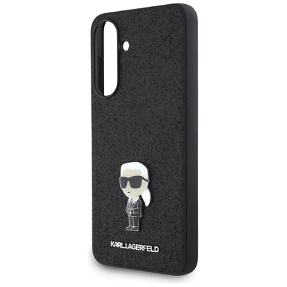 Karl Lagerfeld Fixed Glitter Ikonik Logo Metal Pin – dėklas Samsung Galaxy A36 5G (juodas)