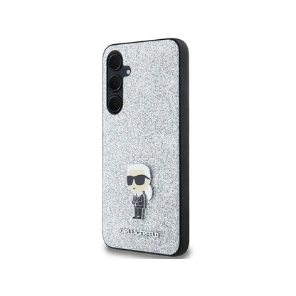 Karl Lagerfeld „Fixed Glitter Ikonik Logo Metal Pin“ – „Samsung Galaxy A35 5G“ dėklas (sidabrinis)