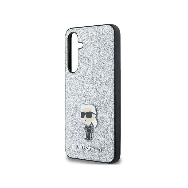 Karl Lagerfeld „Fixed Glitter Ikonik Logo Metal Pin“ – „Samsung Galaxy A35 5G“ dėklas (sidabrinis)