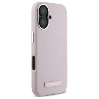 Karl Lagerfeld FW Metal Plate MagSafe - dėklas iPhone 16 (rožinis)
