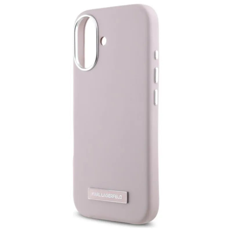 Karl Lagerfeld FW Metal Plate MagSafe - dėklas iPhone 16 (rožinis)