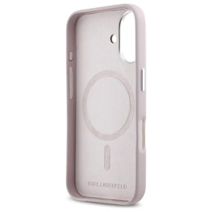 Karl Lagerfeld FW Metal Plate MagSafe - dėklas iPhone 16 (rožinis)