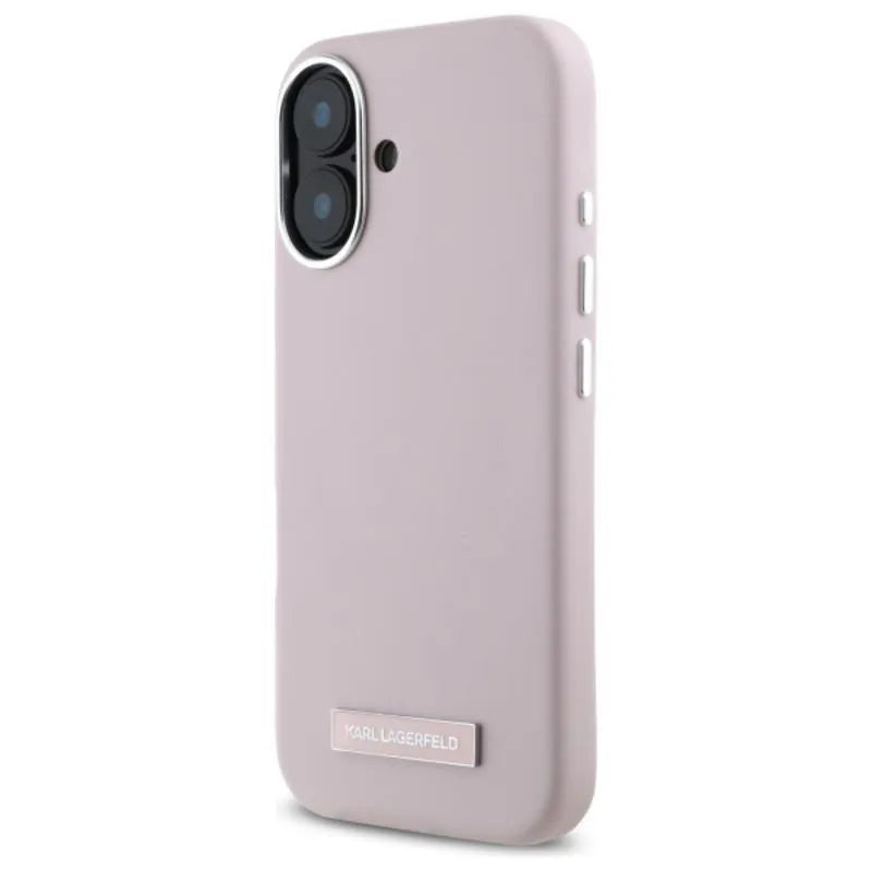 Karl Lagerfeld FW Metal Plate MagSafe - dėklas iPhone 16 (rožinis)