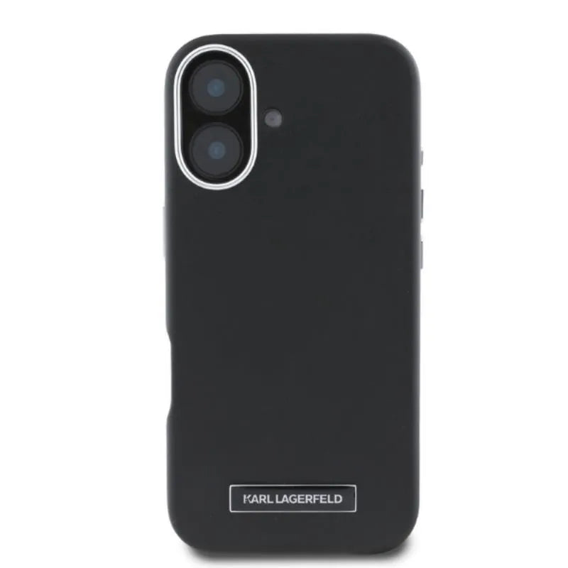 Karl Lagerfeld FW Metal Plate MagSafe – dėklas, skirtas iPhone 16 (juodas)