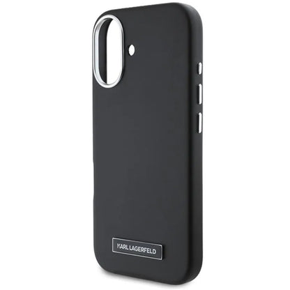 Karl Lagerfeld FW Metal Plate MagSafe – Dėklas, skirtas „iPhone 16 Plus“ (juoda)