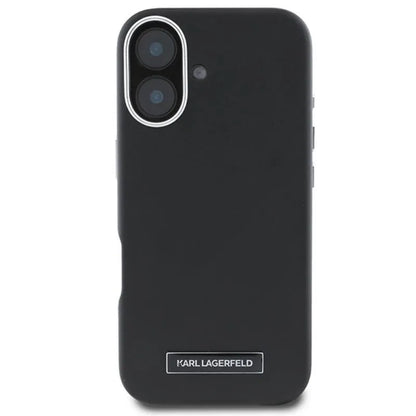 Karl Lagerfeld FW Metal Plate MagSafe – Dėklas, skirtas „iPhone 16 Plus“ (juoda)