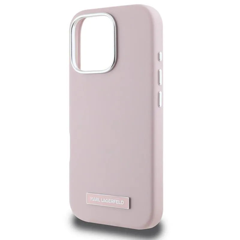 Karl Lagerfeld FW Metal Plate MagSafe – dėklas, skirtas iPhone 16 Pro (rožinis)
