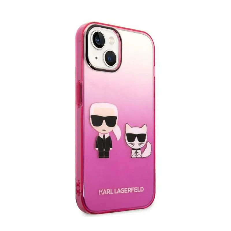 Karl Lagerfeld Gradient Ikonik Karl & Choupette – dėklas, skirtas iPhone 14 Plus (rožinis)