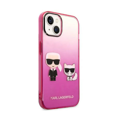 Karl Lagerfeld Gradient Ikonik Karl & Choupette – dėklas, skirtas iPhone 14 Plus (rožinis)