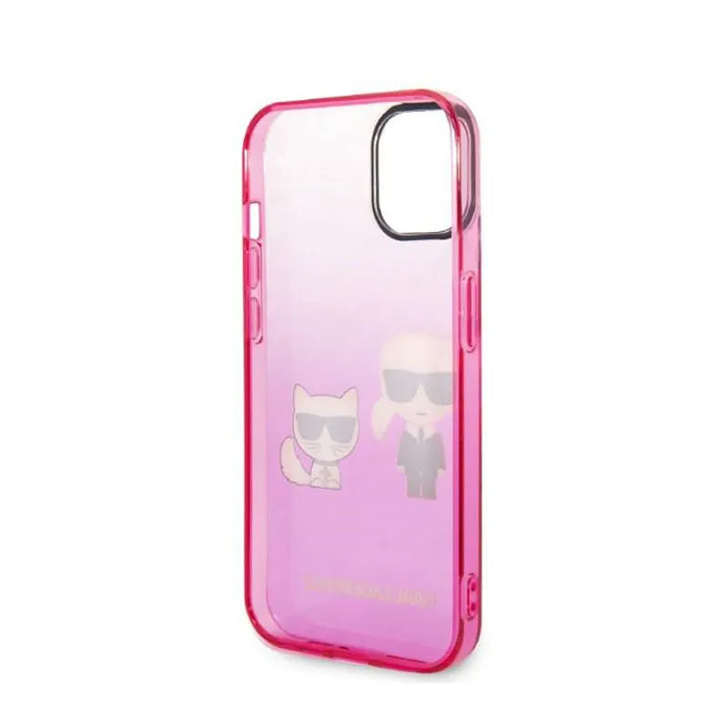 Karl Lagerfeld Gradient Ikonik Karl & Choupette – dėklas, skirtas iPhone 14 Plus (rožinis)