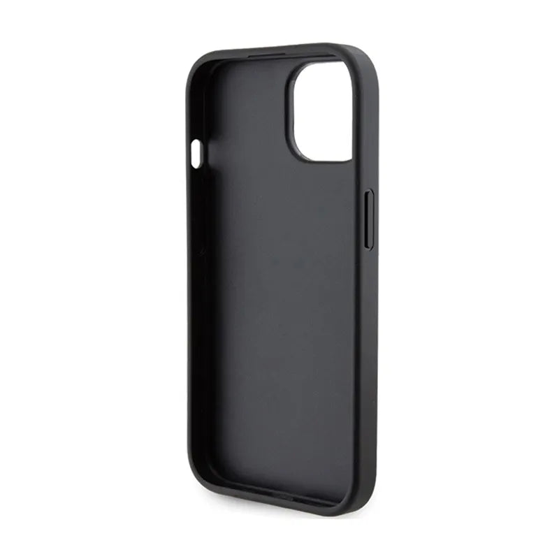 Karl Lagerfeld Gripstand Saffiano Choupette Pins – „iPhone 15 Plus“ dėklas (juodas)