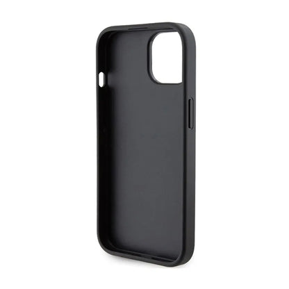 Karl Lagerfeld Gripstand Saffiano Choupette Pins – „iPhone 15 Plus“ dėklas (juodas)