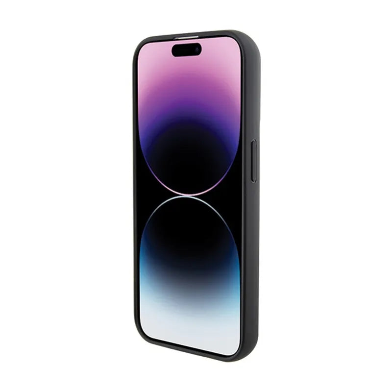 Karl Lagerfeld Gripstand Saffiano Choupette Pins – iPhone 15 Pro Max dėklas (juodas)