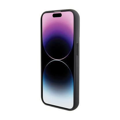 Karl Lagerfeld Gripstand Saffiano Choupette Pins – iPhone 15 Pro Max dėklas (juodas)