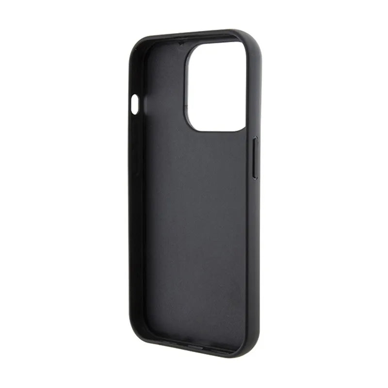 Karl Lagerfeld Gripstand Saffiano Choupette Pins – iPhone 15 Pro Max dėklas (juodas)