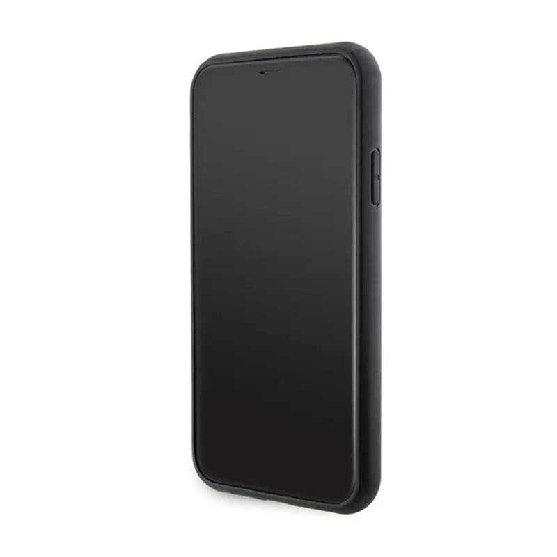 Karl Lagerfeld Gripstand Saffiano Karl & Choupette Pins - iPhone 11 dėklas (juodas)