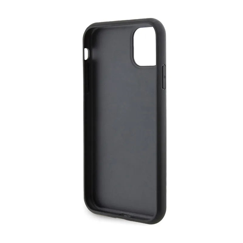 Karl Lagerfeld Gripstand Saffiano Karl & Choupette Pins - iPhone 11 dėklas (juodas)