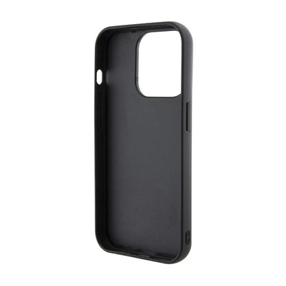 Karl Lagerfeld Gripstand Saffiano Karl & Choupette Pins - iPhone 15 Pro dėklas (juodas)