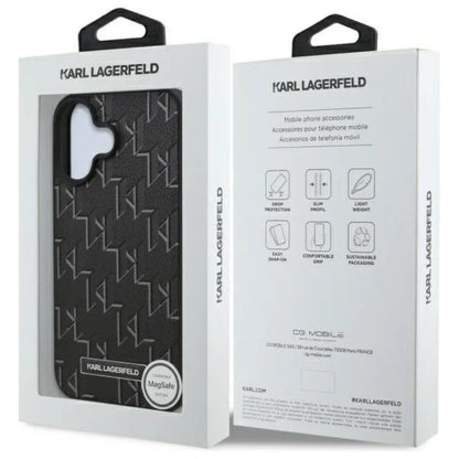 Karl Lagerfeld Hot Stamp MagSafe – Dėklas iPhone 16 (juodas)