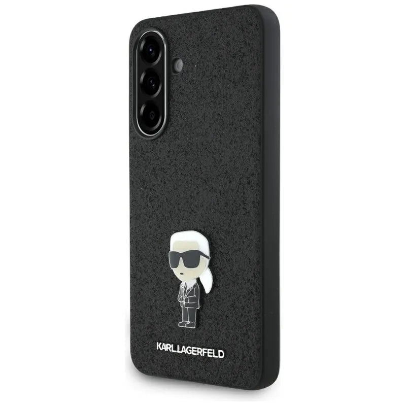 Karl Lagerfeld Ikonik Logo Fiksuoto Blizgučio Metalinis Smeigtukas - Dėklas, skirtas Samsung Galaxy A56 5G (juodas)