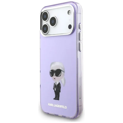Karl Lagerfeld IML akvarelinis raštas su Karl & Choupette & Logo MagSafe - dėklas iPhone 17 Pro Max (Violetinis)