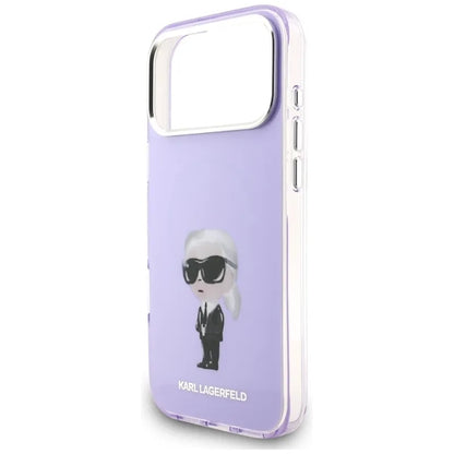 Karl Lagerfeld IML akvarelinis raštas su Karl & Choupette & Logo MagSafe - dėklas iPhone 17 Pro Max (Violetinis)