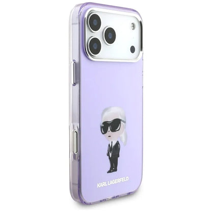 Karl Lagerfeld IML akvarelinis raštas su Karl & Choupette & Logo MagSafe - dėklas iPhone 17 Pro Max (Violetinis)
